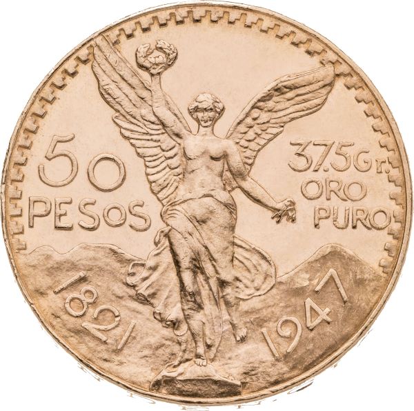 50 Pesos Mexico gold coin - front - Italpreziosi