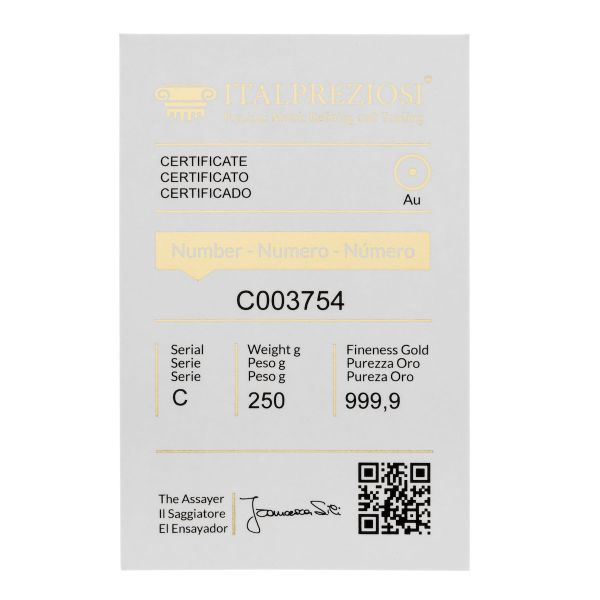 Lingote de oro 250gr - certificado - Italpreziosi