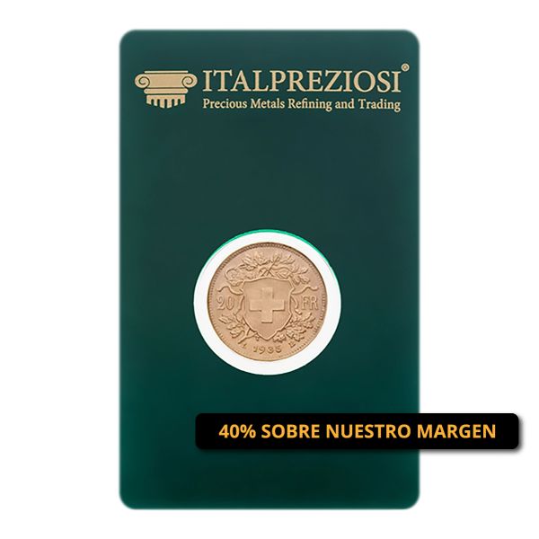 Marengo moneda de oro - blister frente - Italpreziosi - promo