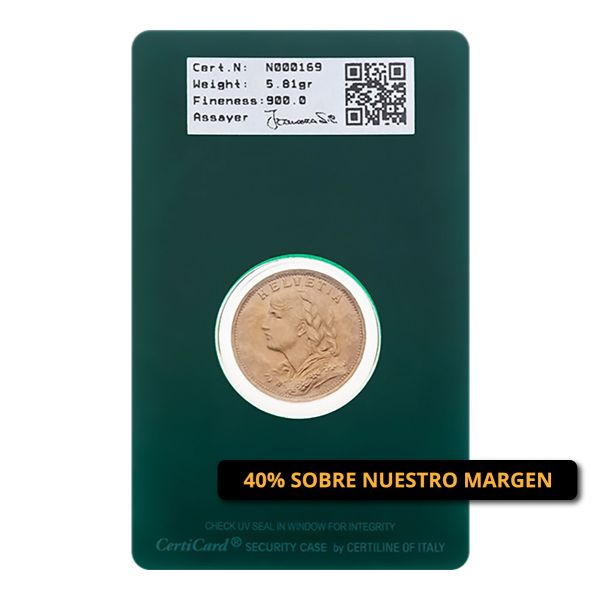Marengo moneda de oro - blister reverso - Italpreziosi - promo