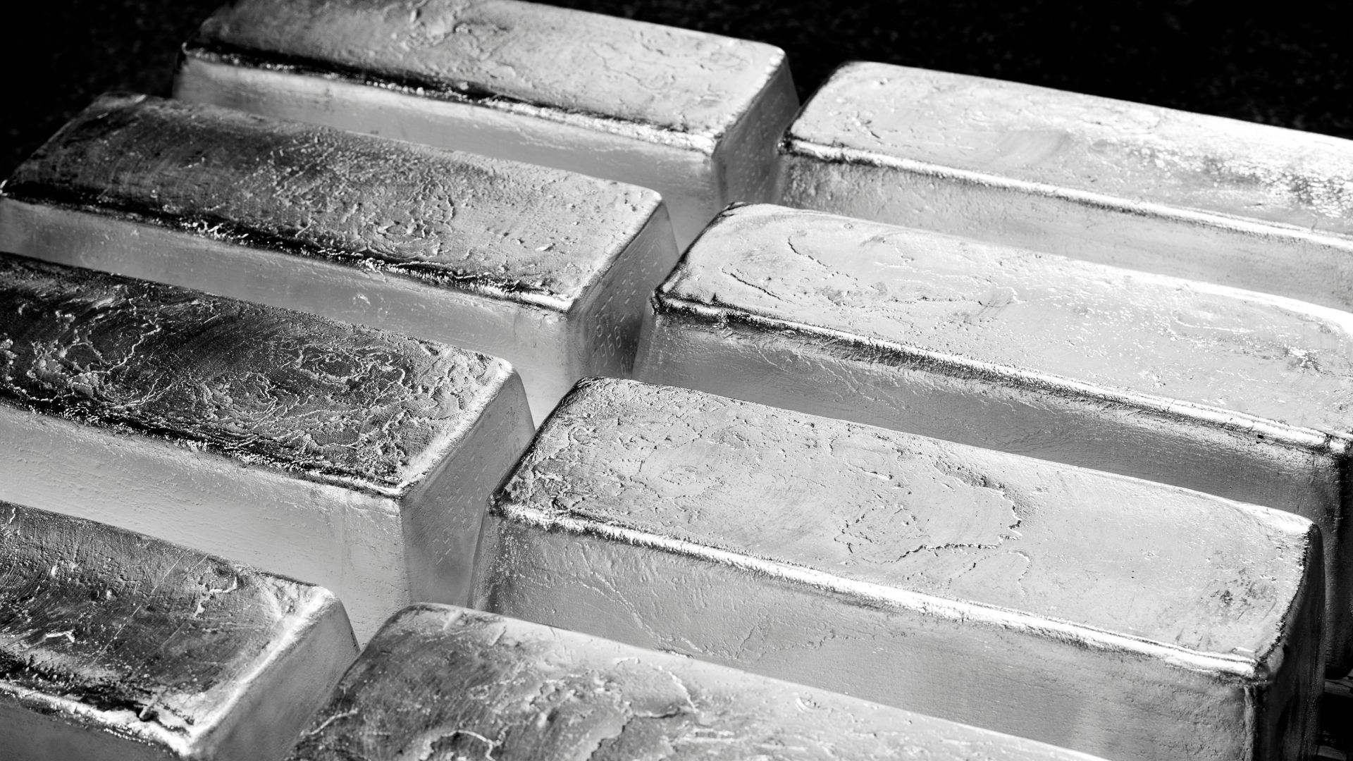 Silver bars, placed side by side.