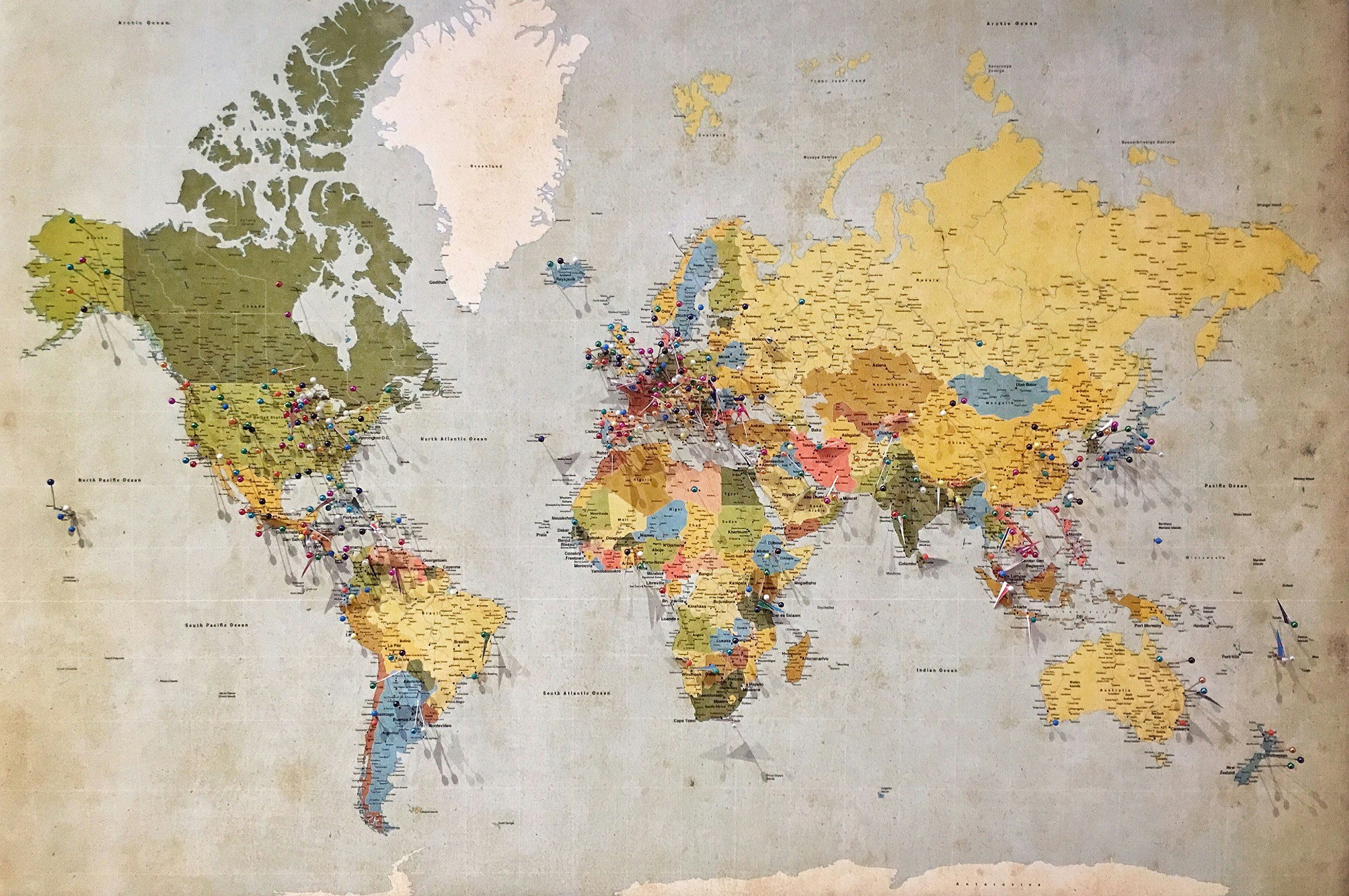 cartina mondiale in stile antico